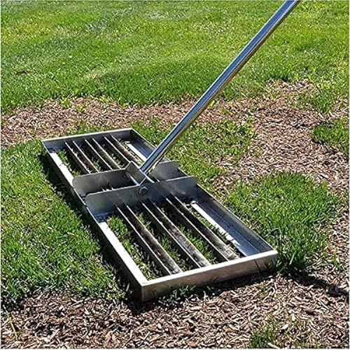 HLGKBY Lange Griff Level Rasen Harke Golf Garten Gras Level Rasen Leveling Harke Heavy Duty Edelstahl Große Kapazität Rasen Push Level Tool Golf Ausrüstung, 5 FT Verstellbar, 50X25X152 cm