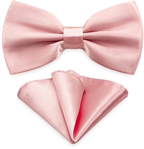 AUSUAYA Herren Fliege Einstecktuch Set, Unisex Design Fliege und Taschentuch für Hochzeit oder Business Formal Tuxedo M-B-T6 (Rosa)