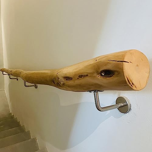 ZJIEX ILOOXI Handlauf Holz Treppengeländer 80cm 100cm 120cm Handläufe for Treppen Massivholz Wandhandlauf for Innen Außen Brüstung Bausatz Mit Wandhalterung(500cm)