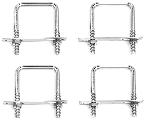 Bebochoi 4 Stück U-Schrauben M8 65x80mm U Bolzen Vierkant U-Bolzen Edelstahl Bügelbolzen Mit Muttern und Rahmenplatte U-Bügel Für Abschleppen Von Autos Und Schiffen Reparatur Von Pipelines