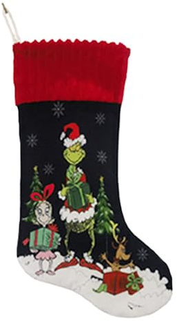 Tuzsocr Großer Weihnachtsstrumpf, personalisierbar, Weihnachtsstrumpf, zum Aufhängen, Tasche, Bonbonstrümpfe, Dekoration, gestrickt, DIY, für Baum, Kamin (Stil 4)