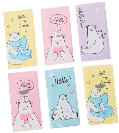 Mobestech 12packungen Pack Bunte Cartoon Motiv Servietten Mit Duft Portable Handliche Papierservietten Für Zuhause Partys Und Unterwegs Niedliche Bedruckte Taschentücher Für Vielfältige Eins