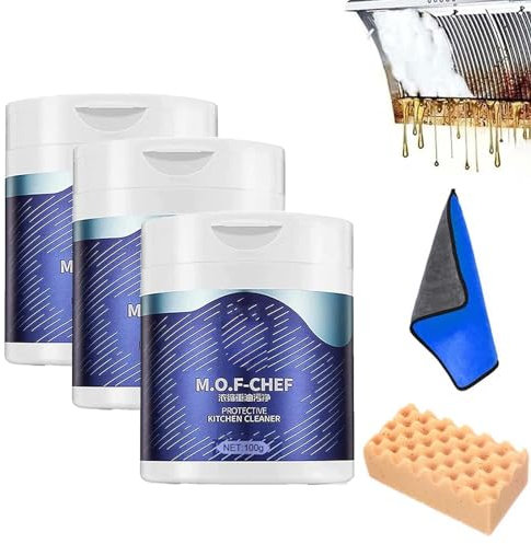 Polvere detergente Mof Chef, Detergente per polvere Mof Chef, Polvere per pulizia Mof Chef, Detergente per cucina Mof Chef, Detergente protettivo per cucina M.O.F-CHEF (3pezzi)
