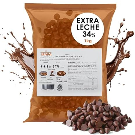 Cobertura Chocolate Extra Leche - 34% Cacao Trapa - Bolsa Kilo - Gotas Chocolate con Leche