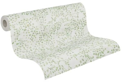 A.S. Création PintWalls II Vliestapete mit Blättermotiv 0,53 x 10,05 m – Grün, Weiß, Creme - Tapete mit Rankenmotiv Made in Germany - 397472