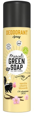 Marcel's Green Soap - Deo Spray Vanille & Kirschblüte - 24 Stunden lang frische Achseln - Mikroplastikfreie Formel - Vegan - 150 ml