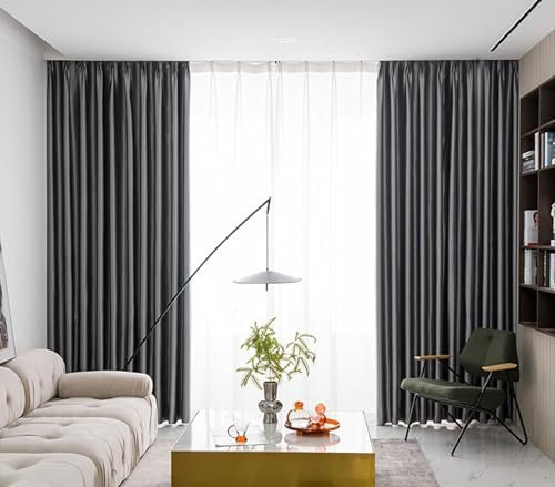Daesar Vorhänge Blickdicht mit Ösen, Verdunklungsvorhänge Silber Grau 2er Set 132x229CM Modern Einfach Gardinen Vorhänge Schlafzimmer Wohnzimmer