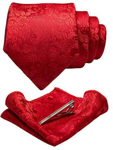 JEMYGINS Herren Blumen Krawatten und Einstecktuch Sets mit Krawattenklammer erhältlich