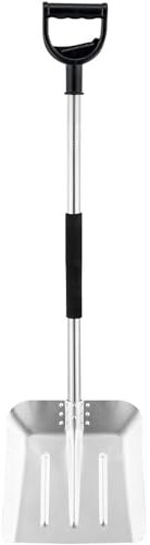 Harrms Large Snow Shovel Aluminum, 31 x 33cm Snow Shovel heavy duty with 130cm Long Stainless Steel Handle, alu car Snow Shovel Winter, Garden Spade with D-handle for Garden