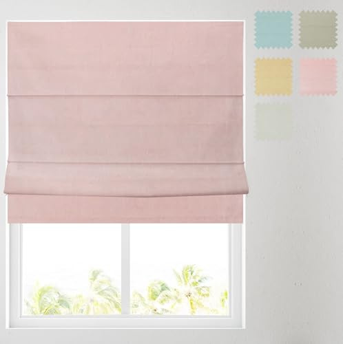 Barnes Blinds -Atlanta Lined Roman Blinds - Choice of Deluxe or Standard Headrail - Durable Fittings Easy Fit (Pink 153cm)