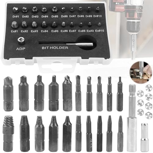 22 Pezzi Estrattore Viti Danneggiate, Set di Estrattori per Viti, Estrattore Viti Spanate in HSS con Estensione Magnetica e Adattatore per Presa, per Viti e Bulloni da 2 a 12 mm