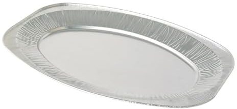 Clearly Aluminium Foil Party Platters, Large Reusable Serving Trays for Parties, BBQs, and Events, Appetizer Trays, Oven and Freezer Safe, Eco-Friendly, Recyclable Serving Platter Set (5, 55cm)