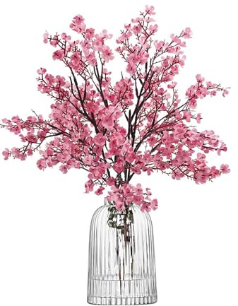 Künstliche Kirschblüten – 3 Stück, 50 cm – Dekorative Kunstblumen für Hochzeit, Wohnzimmer, Garten & Party – Pflegeleichte künstliche Pflanzen (Rose Intenso)