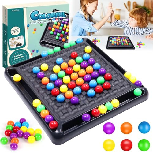 Intellektuelles Schachbrett Doppelduell, Brettspiel Kugeln, Strategiespiele | 84 Stück Regenbogenball Strategiespiele, Regenbogenball Eliminierung Spiel, Schachbrett Double Spiel Bunte Kugeln Partyspiele