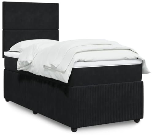 qohoio Boxspringbett mit Matratze Betten Mit Matratze Schlafzimmer Bett Boxspringbett Mit Matratze Schwarz 90x200 cm Samt - 3292234