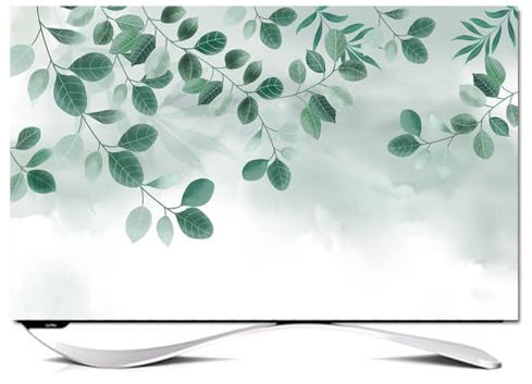 JANEMUA Indoor TV Display Cover, Leaves Pattern Dust/Sun Proof Television Hood,Universal for Desktop/Desktop Monitor/Wall Mount/Curved TV-C||49-52inch