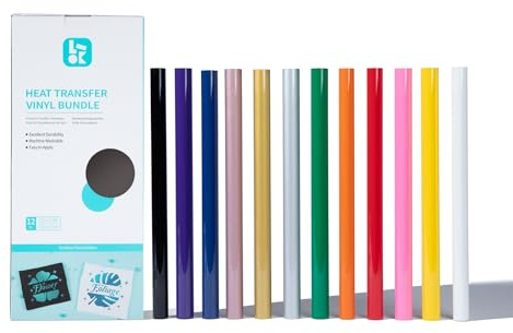 LOKLIK Wärmetransfer-Vinyl-Rollenbündel, 30,5 x 90 cm, zum Aufbügeln für T-Shirts und Stoffe, strapazierfähiges, maschinenwaschbares Bastelvinyl für die Verwendung mit Wärmepressmaschinen, mehrfarbig