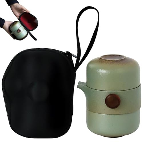 Pot de té 4pcs/set TEATO CERÁMICA Cerámica portátil Pot de té segura Tetera y taza japonesa Juego de té elegante Kung Fu con bolsa para picnic, oficina, automóvil y viaje.