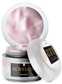 Acrylgel für Nägel 15ml, Glam Rose Perlrose, Schimmerndes Rosé-Polygel für feine Nail Art & romantische Nägel, Kein Geruch & kein Verlaufen bei der Verarbeitung, Made in Germany, Lynis-Nailshop.de