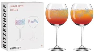RITZENHOFF 8071001 sprizzglas 600 ml – set om 2 – Summer Breeze – för cocktails, med färgglada blommotiv – Tillverkad i Tyskland