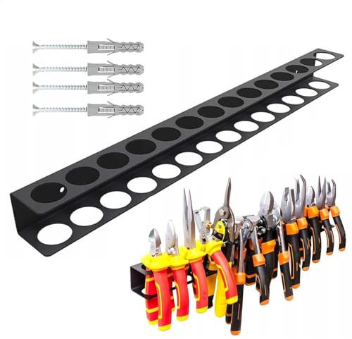 Wall Mount Tool Storage Rack, Steel Wall Tool Organizer Rack Screwdriver Organizer, Heavy Duty Wall Mount Tool Rack, Hand Tool Holder for Storage Spanner, Screwdriver, Pliers, for Garage