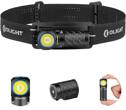 OLIGHT Perun 3 Mini Torcia Frontale Ricaricabile 1250 Lumen 155m Portata, Luce Bianca e Rossa, Leggera per Escursionismo, Campeggio e Outdoor (Nero)