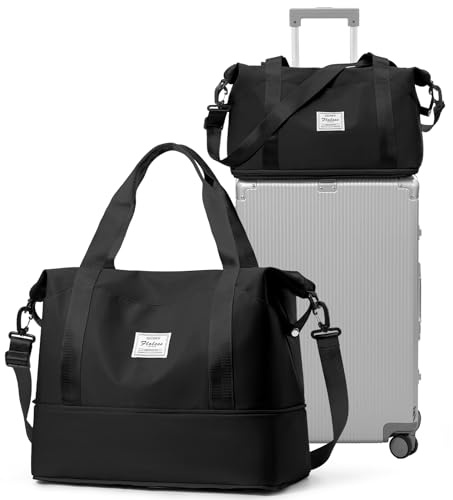 HPLQQ Weekenderväska Dam Sportväska 40x20x25 Ryanair Handbagageväska 40x30x20 Sjukhusväska Reseväska Badväska Träningsväska för Flygresor, C02-Svart