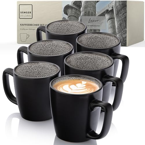 SÄNGER Luxor Kaffeebecher 6 Personen, Steingut Kaffeetassen Set 6er,