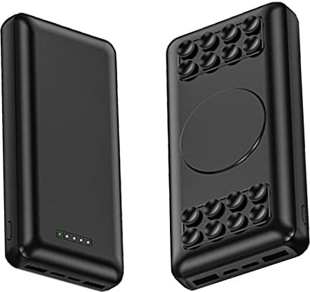 Power Bank 20000Mah Creative Sucker Wireless 15W Wireless Fast Charge Phone Battery Usb C Portable Charger s External Battery,Black