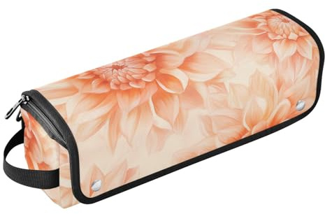 FRODOTGV Unique Dahlia Blush 2 en 1 Organiseur d'outils capillaires et tapis résistant à la chaleur avec fermeture éclair Outils chauffants Sac de voyage pour fer plat Outils chauds et accessoires de