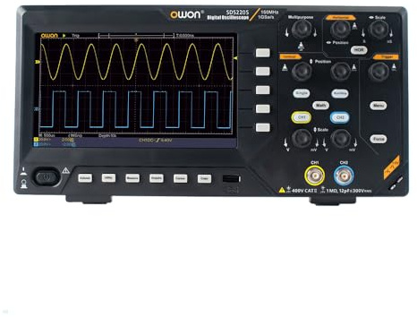 OWON SDS220 Digitaloszilloskop 200 MHz, 2 Kanäle, 1 GS/s Abtastrate, 20 Mio. Punkte Speichertiefe, 7-Zoll TFT-LCD Display – Profi-Oszilloskop für Forschung, Entwicklung & Ausbildung