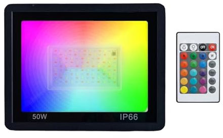 Wisylizv Foco LED Exterior - Iluminación Exterior Para Jardín | Bombilla RGB Brillante con Mando a Distancia Impermeable para Jardín Garaje Terraza Patio Trasero