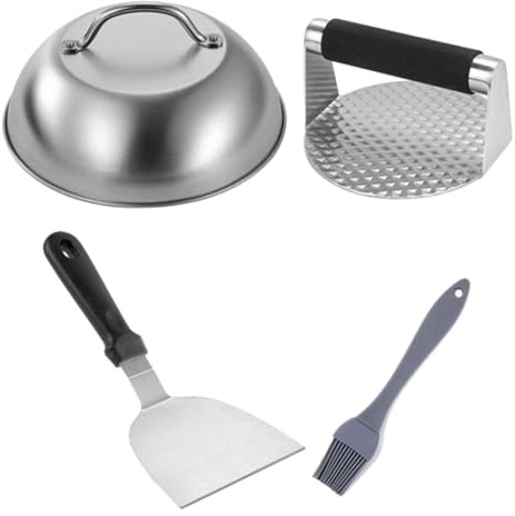 Healifty Presse à Hamburger Poignée 4 Pièces en Acier Inoxydable Antiadhésive Outil à Galettes Maison pour Barbecue Extérieur La Cuisine