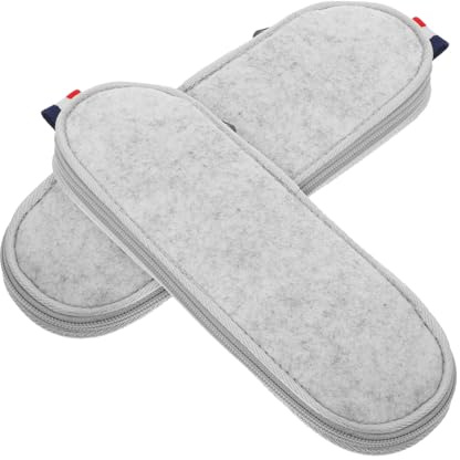 VOSAREA 2 Pièces Pochette à Couverts Feutre Imperméable Étui de Rangement Portable pour Couteaux Fourchettes et Pailles Pratique pour de Camping Extérieur Gris