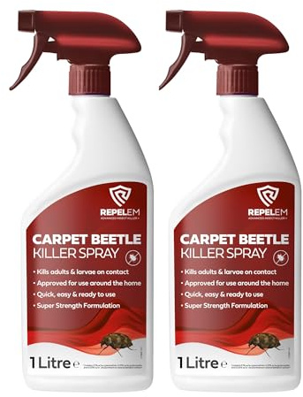 REPELEM Carpet Beetle Killer Spray - Low Toxicity, Instant Action 2L | Professional Strength Insecticide, Kills Carpet Bugs & Larvae at All Life Stages, For Carpets & Furnishings