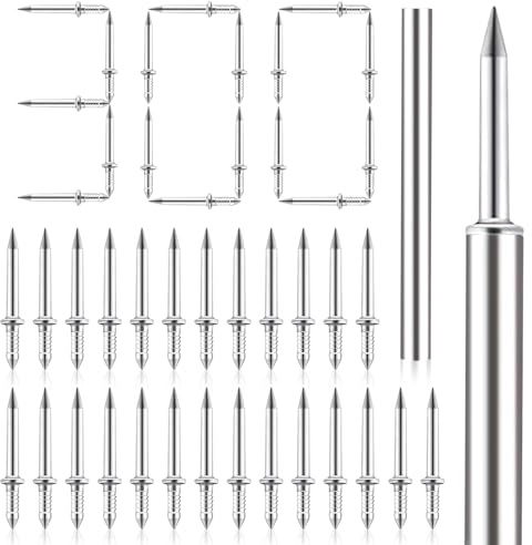 ENUTROF Clavos Doble Punta Cabeza Sin Costuras para Rodapies Madera Clavo | Rodapie 300Pcs con 3 Herramienta de Manga Chapas (300PCS)