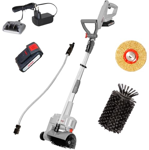 IKRA nettoyeur de surfaces et de joints Vario Brush IATR 20, avec brosse en nylon, brosse à joints en acier, batterie et chargeur