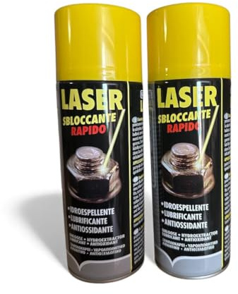 LASER Sbloccante Rapido Spray, Lubrificante Idroespellente Antiossidante, 2 Bombolette da 400ml