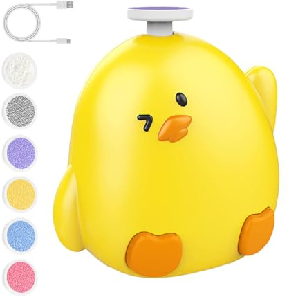 Trimmer elettrico per unghie - Tagliaunghie per, 6 testine lucidanti, kit manicure ricaricabile | Lima per unghie delicata per bambini per, bambini piccoli, bambini e dita sensibili