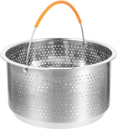 TOYZFRIENDY Cesta de Vapor Multifunción de Acero Inoxidable 304 Mango de Silicona, Rejilla Redonda para Cocinar al Vapor Arroz y Verduras, Inserto para Olla Vaporera Doméstica
