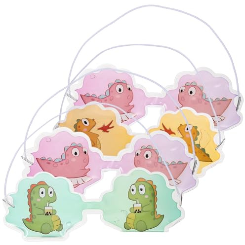 HOMSFOU 4 Stück Kinder Kälte Augenmasken aus Pvc mit Niedlichem Dinosaurier Cartoon Design zur Linderung von Kopfschmerzen und Beruhigender Kühlung für Entspannte Augen Zufälliger Stil