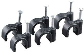 Mezzo morsetto a J con chiodo, Fermacavi rotondi da inchiodare 100 pezzi neri 4mm-14mm(Round 14MM)
