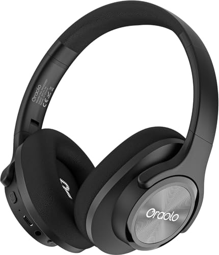 oraolo Bluetooth Headphones, Wireless Over-Ear Headphone with 3 EQ Modes,60H Playtime, Low Latency HiFi Stereo Foldable Lightweight Headset, Deep Bass for Home/Office/Cellphone/PC(Black)