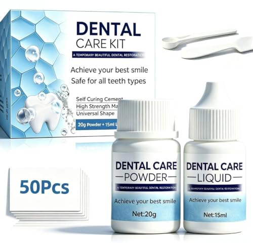 Kit Pansement Dentaire, Ciment Dentaire, Dent Provisoire – Convient Aux Restaurations Dentaires Temporaires (20 G De Poudre De Remplissage + 15 Ml De Liquide + Kit D'outils)