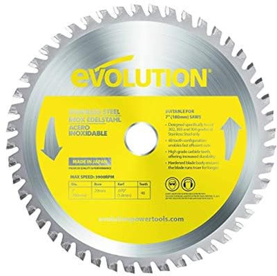 Evolution Power Tools EVOBLADESS Stainless Steel Carbide-Tipped Blade, 180 mm