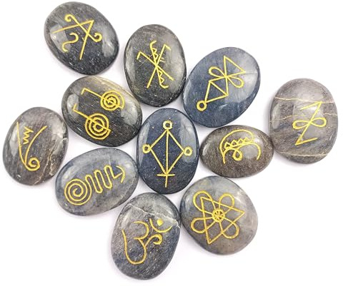 Jet International Azul Aventurina K-Aruna Reiki 11 Juego de piedras Cristal ovalado Piedra preciosa Folleto gratuito La terapia con cristales La imagen es SOLO una referencia.