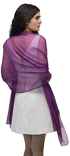 Chal Semi Opaco Transparente Liso Novia Y Dama De Honor Boda - Elegante Tacto Suave Pañuelo Gasa Ideal Para Fiesta De Noche envolvente / Bufandas - 100% GARANTÍA DE CALIDAD - Ciruela, Tamaño Único