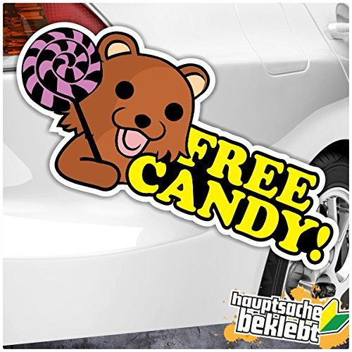 Kiwistar - Autoaufkleber - 40x18 cm - Free Candy Pedobär - Kuma Japan für Auto, Laptop, Fahrrad, LKW, Motorrad Aufkleber Mehrfarbig Sticker Decal