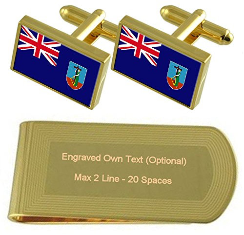 Select Gifts Montserrat Flagge Gold-Manschettenknöpfe Geldscheinklammer Gravur Geschenkset