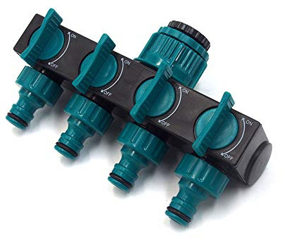 CHSEEO Divisor de Manguera de 4 Vías Separador Conector de Manguera Distribuidor de Agua Adaptador Interruptor del Grifo Derivación para jardín y Hogar Interior/Exterior #1